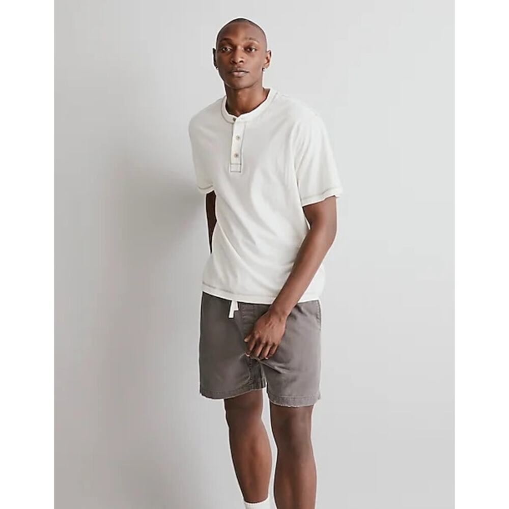 Madewell Mens Henley Shirt XL White Recycle Cotton Blend Short Sleeve NL138 NWT